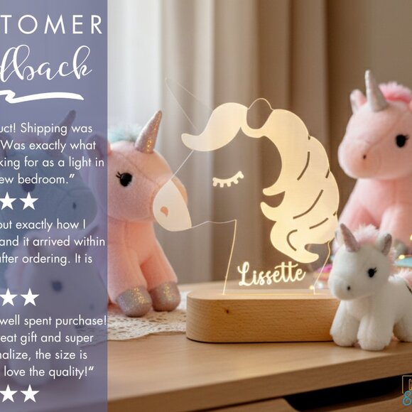 Personalized Magical Unicorn Night Light – Unique LED Room Decor - Picture 7 of 8